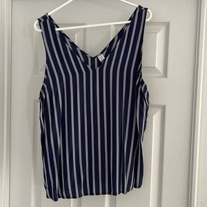 Old Navy, sleeveless, v-cut top. Navy and gray striped
